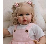 ROSHUAN Muñecas de bebé Reborn de gran tamaño, de 24 pulgadas, realista, con pelo rubio, cuerpo de tela suave que se ve realista, muñecas para niños a partir de 3 años