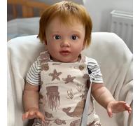 ROSHUAN Muñecas de bebé Reborn de gran tamaño de 26 pulgadas, realista, cuerpo de tela suave, muñeca de bebé de aspecto real, cabello marrón, regalos realistas para niños a partir de 3 años