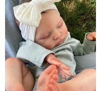 ROSHUAN Muñecas de bebé recién nacidas de la vida real de silicona de cuerpo completo de Laura de 20 pulgadas, muñeca realista de bebé recién nacida que se ve realista, muñecas de bebés durmientes