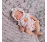 ROSHUAN Muñecas de bebé recién nacido de silicona de 6 pulgadas, muñeca realista de bebé recién nacido, muñeca de silicona de cuerpo completo durmiendo, muñecas de bebés de la vida real que se ven