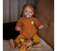 ROSHUAN Muñecas realistas Reborn de 26 Pulgadas, muñeca de bebé Pippa Reborn con Peso de Tela Suave con Cuerpo de la Vida Real, muñeca de bebé de Pelo marrón, muñecas realistas para niños pequeños