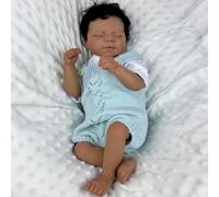 ROSHUAN Muñecas realistas Reborn de silicona de cuerpo completo de niño negro de 18 pulgadas, muñecas de bebé afroamericanas de la vida real, muñecas realistas recién nacidas que se ven como juguete