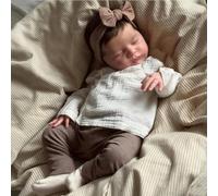 ROSHUAN Muñecas realistas Reborn de silicona de cuerpo completo de vinilo de niña de 19 pulgadas con ojos cerrados, muñeca de bebé de la vida real que se ve real, muñecas realistas para bebés recién