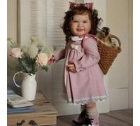 ROSHUAN Muñecas Reborn de gran tamaño de 28 pulgadas, muñecas de bebé Reborn de la vida real, cuerpo de tela suave, muñeca realista de bebé de pie que se ve real muñeca infantil realista con cabello