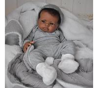 ROSHUAN Real Life Reborn - Muñecas de bebé de 20 pulgadas realistas de pelo rizado afroamericano, muñecas recién nacidas con piel marrón oscuro para niños a partir de 3 años