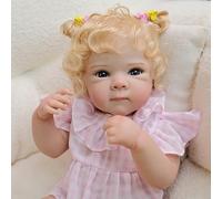 ROSHUAN Realistas Reborn Muñeca Niño 18 Pulgadas Muñecas Bebé Realista Pelo Rizado Rubio Parece un Bebé De Verdad Cuerpo Completo De Vinilo Muñecos Recién Nacidos Realistas para Niños