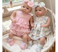 ROSHUAN Twins Reborn Baby Dolls - Muñecas de silicona de cuerpo completo de vinilo de 20 pulgadas, muñecas realistas anatómicamente correctas para dos niñas, muñecas Reborn de la vida real con