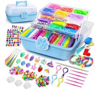 ROSHUKG Kit de 50 Colores para Gomas Elásticas con de 3 Capas, DIY Gomas para Hacer Pulseras para Niños, Niñas, Regalo para Tejer
