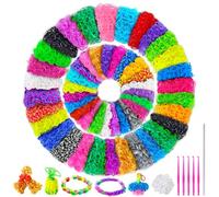 ROSHUKG Kit de Recambio de 50 Colores de Gomas Elásticas, 5300 Gomas para Hacer Pulseras para Niños, Niñas y Niños