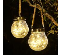 ROSHWEY Farol solar, paquete de 2 linternas para exteriores con 30 luces LED de Pascua impermeables para decoración de jardín, luces solares para patio trasero decorativas para exteriores, luces