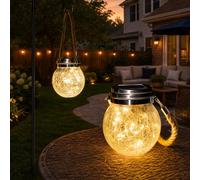 ROSHWEY Farol solar, paquete de 2 linternas para exteriores con 30 luces LED de Pascua impermeables para decoración de jardín, luces solares para patio trasero decorativas para exteriores, luces