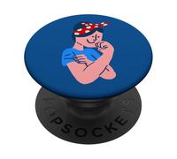 Rosie The Riveter Rockabilly Retro Icono ww2 día de la Mujer PopSockets PopGrip Adhesivo