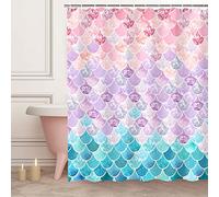 RosieLily Cortina de Ducha con Escamas de Sirena en 3D, Lila Morado, Rosa, Azul, océano, decoración de Pared para baño, Dormitorio, como Tapiz y telón de Fondo para Cabina de Fotos, 72 Pulgadas