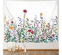 RosieLily Tapiz de pared floral, colorido diseño de flores silvestres para colgar en la pared, tapiz botánico vintage de primavera para dormitorio y sala de estar, 59 x 79 pulgadas
