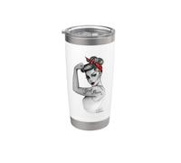 RosieTheRiveter Retro Pin Up Art para niñas moderno Vaso térmico de acero inoxidable de doble pared