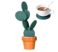 Rosixehird 6 Posavasos Cactus | Posavasos Mesa con diseño Creativo en Forma Cactus con Soporte para Maceta para decoración Bar en casa, Regalos inauguración la casa