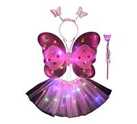 Rosixehird Vestir Princesa Hadas | Conjunto Disfraz Hada iluminada para niñas para Halloween,Disfraz Varita y Diadema con luz LED para niñas y Baile Ballet