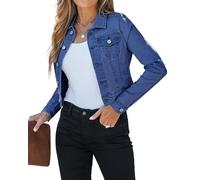 Roskiky Cropped Jean - Chaqueta vaquera para mujer, corte ligero, elástico, con bolsillos, Azul Crepúsculo, XXL