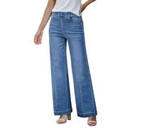 Roskiky Jeans Damen High Waist Pull On mom Jeans Stretchy High Waisted Denim Wide Leg Trouser Pants Trendy Front Seam 90s Loose Jean, Azul Clásico, S