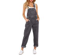 Roskiky - Mono de tela vaquera con bolsillos para mujer, informales, Gris guijarro, L
