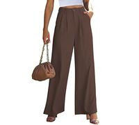Roskiky Palazzo - Pantalones para mujer, para trabajo, informales, de cintura alta, para oficina, marrón chocolate, XL
