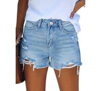 Roskiky Pantalones vaqueros para mujer, cintura alta, acanalados, elásticos, pantalones vaqueros para mujer, Grieta Azul Bahía, M