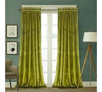 Roslyn Cortinas con Trabillas de Terciopelo, Verde Oliva, 52" Wx84 L (2 Paneles)