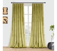 Roslyn - Cortinas de Bolsillo de Terciopelo, poliéster, Color Cian, Amarillo, 52", Wx108 L (2 Paneles)