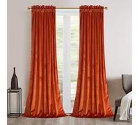Roslynwood Cortinas de Terciopelo Rojo y Naranja para Sala de Estar, Cortinas de Lujo Suaves con Aislamiento térmico, Cortinas con Dobladillo para Barra, Juego de 2 Paneles, 52 Pulgadas de Ancho por