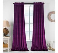 Roslynwood Extra Long Purple Orchid Luxury Velvet Curtains - Rod Pocket Window Drapes Elegant Home Decoration for Living Dining Room/Office/Theatre/Hall, W52 x L120, 2 Panels