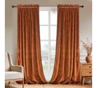 Roslynwood Home Cortina de Terciopelo Naranja Brillante de 84 Pulgadas, Cortinas Resistentes de bajo Consumo con Bolsillo para Barra de luz, Juego de Cubierta de Ventana para Cine en casa/Sala de