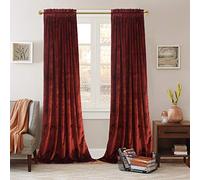 Roslynwood Lujosas Cortinas de Terciopelo Rojo óxido Elegantes con Bolsillo para Barra, Paneles de Cortina Que reducen la luz, Paneles de privacidad para Dormitorio/habitación de los niños, 52