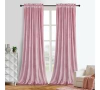 Roslynwood Paneles de Cortina de Terciopelo Rosa Rubor para Ventana, Cortinas de Lujo para Dormitorio, Aislamiento térmico, Cortina con Bolsillo para cortinero para Sala de Estar (2 Paneles, 52 x 84