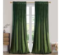 Roslynwood Velvet Curtain Panels Moss Green Room Darkening Window Super Soft Luxury Drapes for Bedroom Thermal Insulated Rod Pocket Curtain for Living Room (2 Panels, 52 by 120 Inch)
