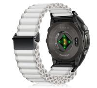 RosMank 22mm Quickfit Correa de Nailon para Garmin Fenix 8 Fenix E 47mm/7 Pro/7/6 Pro/6, Elástico Correa de repuesto para Epix/Approach S70 47mm/MARQ/Instinct 2/Forerunner 965/Descent G1 (Blanco)