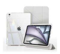 RosMank Y Fold Funda para iPad A16 11th Generation(2025 11inch)/iPad 10th Generation(2022 10.9inch)con Soporte para Apple Pencil,Soporte Función Funda, Carcasa Transparente,PU Pantalla Protector,Gris