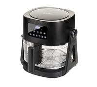 ROSMARINO Air Fryer 3 en 1 Air Fryer 4,5 L Multi-Cooker 1500 W, panel de control táctil, cesta de cristal, placa de parrilla de hierro fundido y olla de 2,5 L, 5 programas preestablecidos, 80-200 °C
