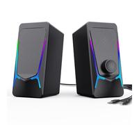 ROSON Altavoces para computadora, altavoces de PC para juegos con control de graves y volumen mejorados, estéreo 2.0 alimentado por USB, altavoces multimedia auxiliares de 3.5 mm para portátil