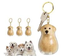 Rosqmor 4 Piezas Perro Llavero, Llaveros De Pelo De Mascota, Caja De Almacenamiento De Pelo De Perro, Keychain Un Regalo Conmemorativo para Conocer A un Perros (Golden Retriever)