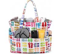Rosqmor Bolso Playa Leopardo, Bolsa Piscina Niña Grande, Tote Bag con Cierre De Cremallera, Bolsa De Viaje Familiar para La Playa, La Piscina, El Gimnasio, Las Compras, Los Viajes (Zapatillas)