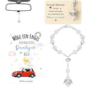 Rosqmor Regalos Por Aprobar El Examen De Conducir, ángel Guardián Espejo Retrovisor Y Llavero De AutomóVil, Accesorios Coche Interior Colgante para Aprobar El Examen De Conducir, Nuevos Conductores