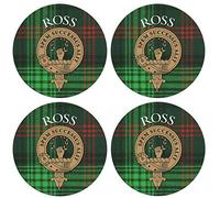 Ross Clan Escocés Apellido Redondo Cork Backed Portavasos Conjunto de 4