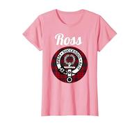 Ross Clan Escocesa Nombre Escudo de Armas Tartán Camiseta, Mujer, Rosado, S