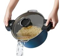 ROSSETTO - Olla para pasta (24 cm, 4,5 L, revestimiento antiadherente, cerámica, olla de hierro fundido, aluminio, tapa de cristal, azul