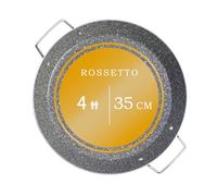 ROSSETTO Paellera 35 cm para 4 personas, con gas, con revestimiento cerámico antiadherente libre de PFAS, resistente sartén de paella de aluminio, negro