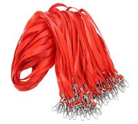 ROSSHINE 100 cordones rojos para el cuello, cordón de nailon para llaves, tarjetas de identificación, etiquetas de nombre, soportes de insignia con gancho giratorio, ideal para personal, estudiantes