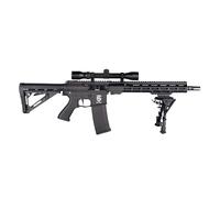 Rossi Sentinel Upsilon 12" DMR AEG, Negro, Polímero, con Visor 3-9x32, Bípode y Cargador Hi-Cap 300 Bolas, Potencia 1,4 Julios