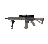 Rossi Sentinel Upsilon 12" DMR AEG, Negro y Tan, Polímero, con Visor 3-9x32, Bípode y Cargador Hi-Cap 300 Bolas, Potencia 1,4 Julios
