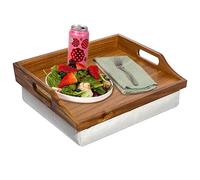 ROSSIE HOME Bandeja de Cama de Madera de Acacia con cojín Desmontable, Bandeja para Servir, Color Natural, se Adapta a portátiles de hasta 15.6 Pulgadas, Estilo n.º 76106