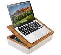 ROSSIE Home Escritorio de regazo con caballete de madera de acacia, natural, se adapta a portátiles de 15.6 pulgadas